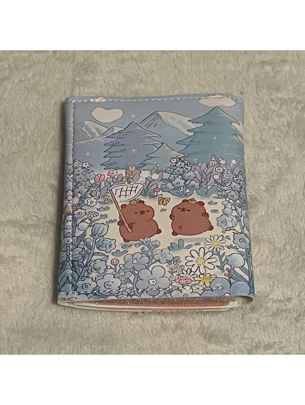 Floral Blue capybara trifold wallet